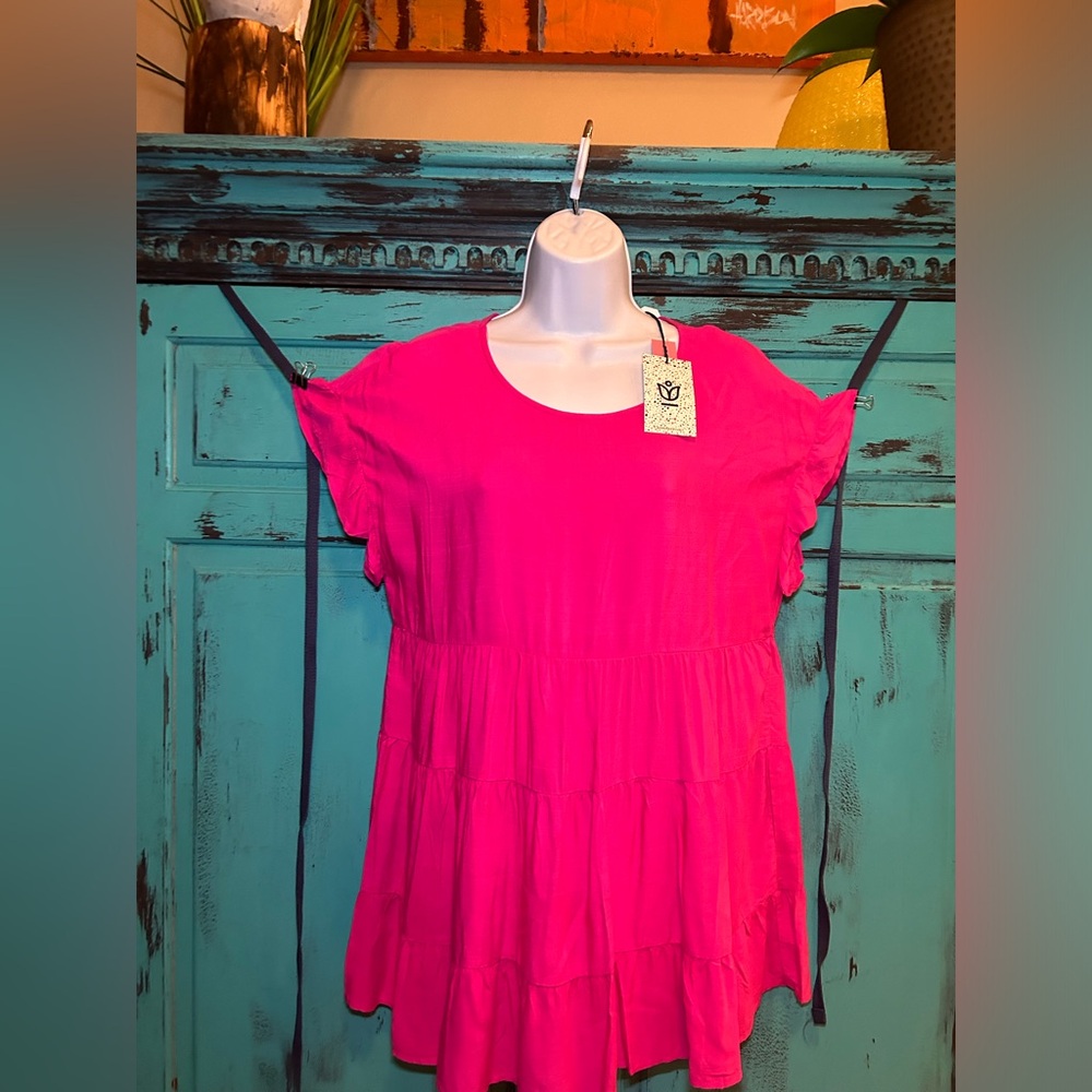 NWT Pink Ruffle sleeve Tunic
